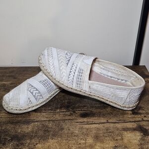 Toms Embroidered Arrow Alpargata Cream Sheer Venice Collection Slip On Size‎ 6